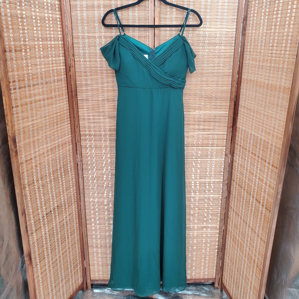 ♧ Birdy Grey Emerald Green Chiffon Spense Dress Size XS **NEEDS REPAIR**